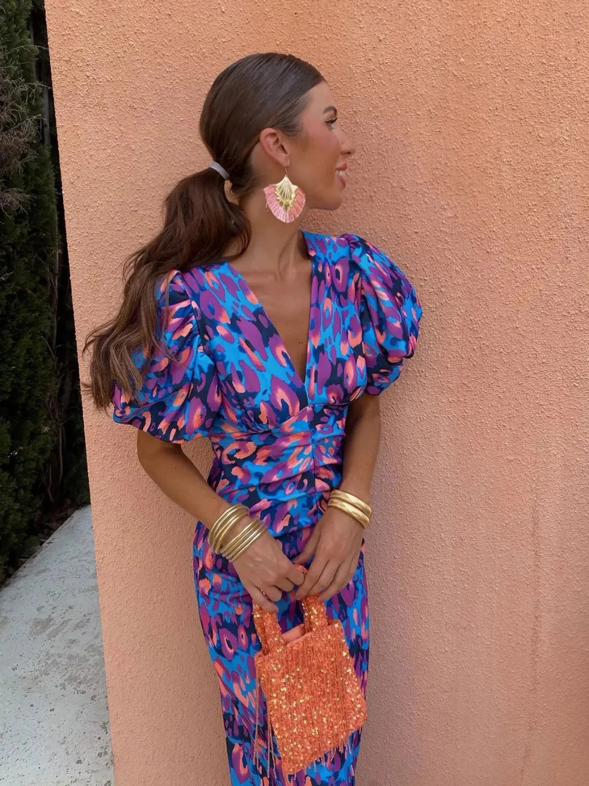 Lily™ | Robe colorée à manches plissées
