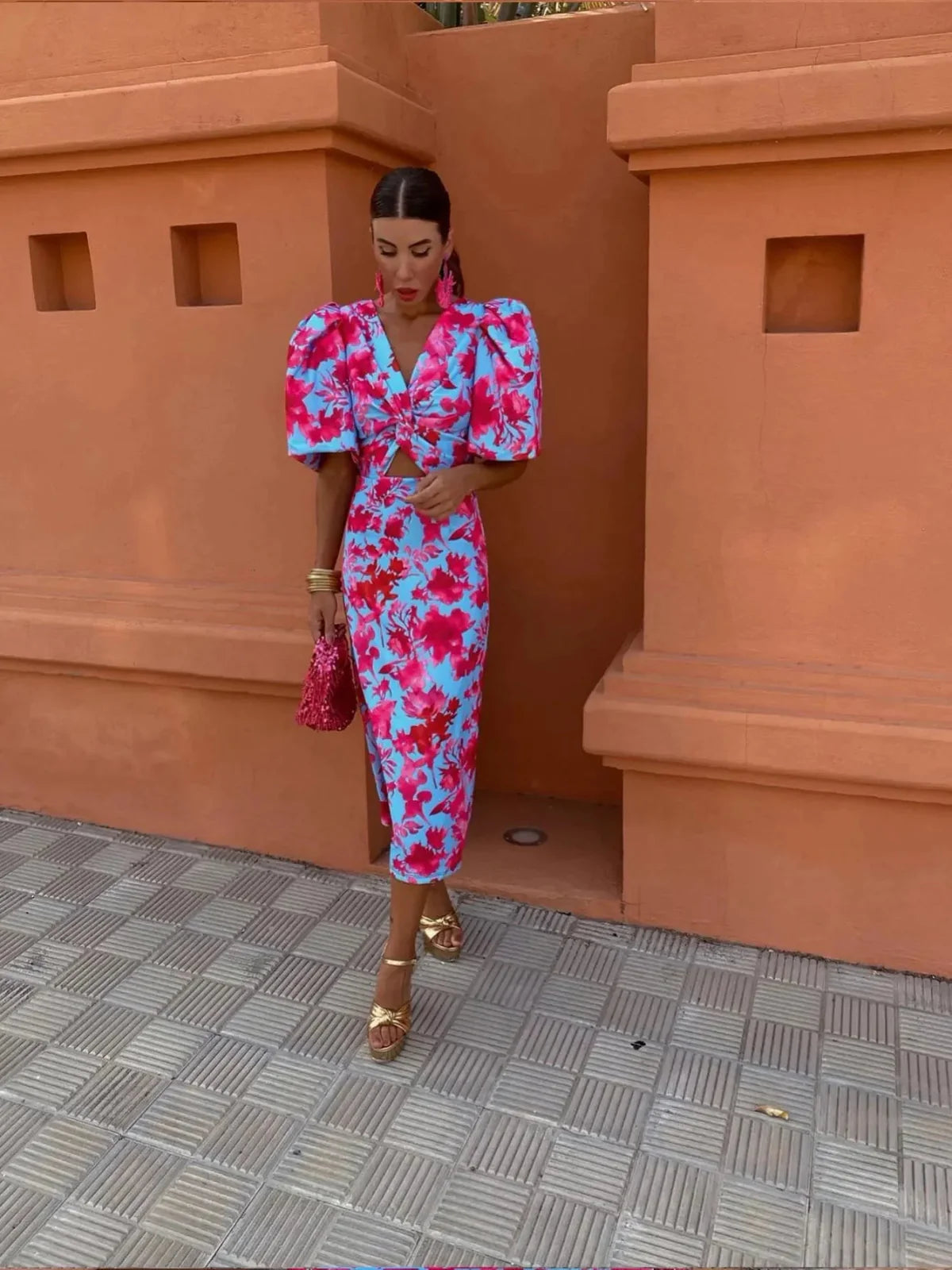 Lily™ | Robe colorée à manches plissées