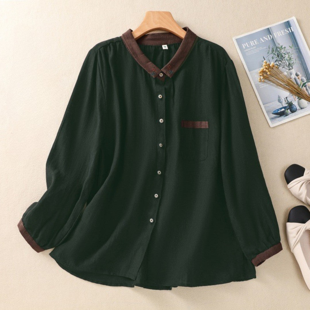 Laurienne™ | Blouse à boutons bicolore