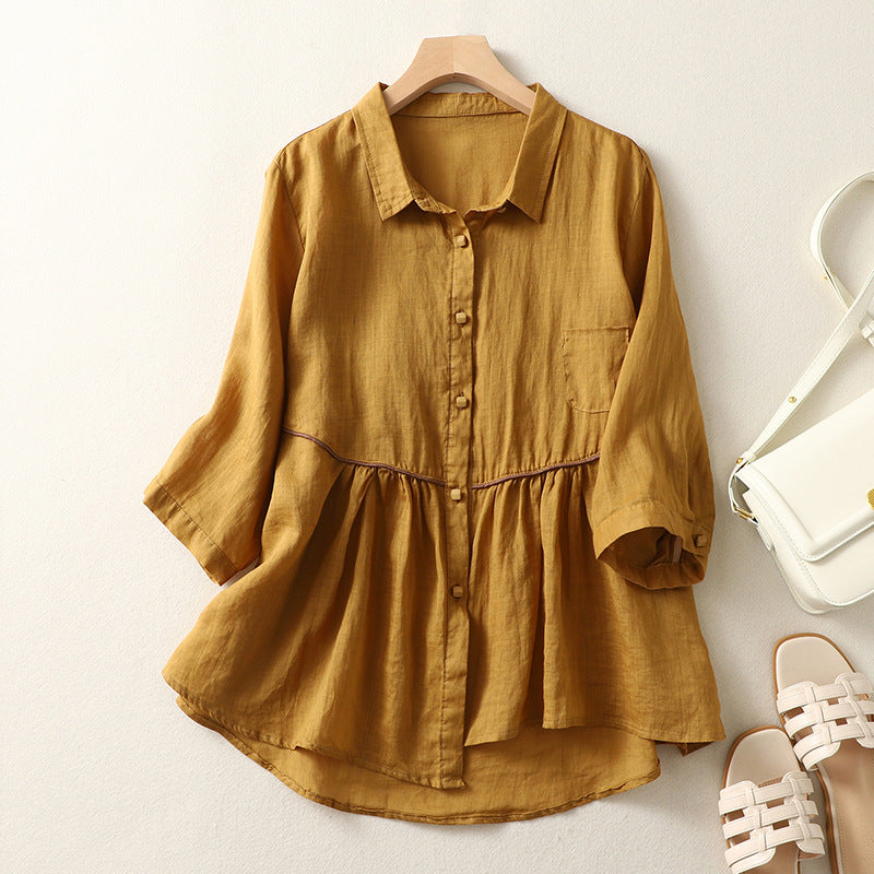 Laurienne™ | Blouse plissée avec décolleté en V.