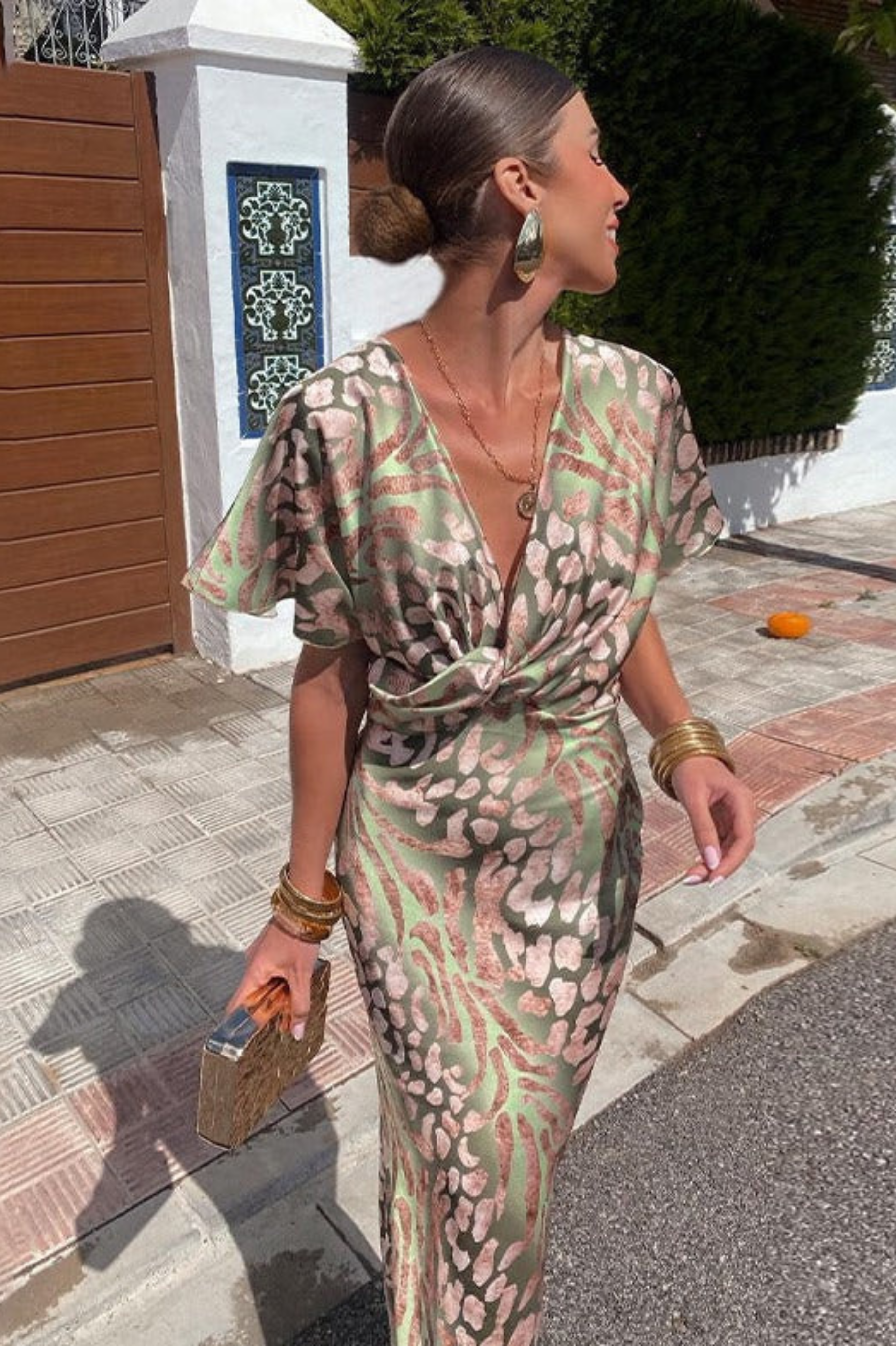 Roxane | Robe longue à col en V torsadé