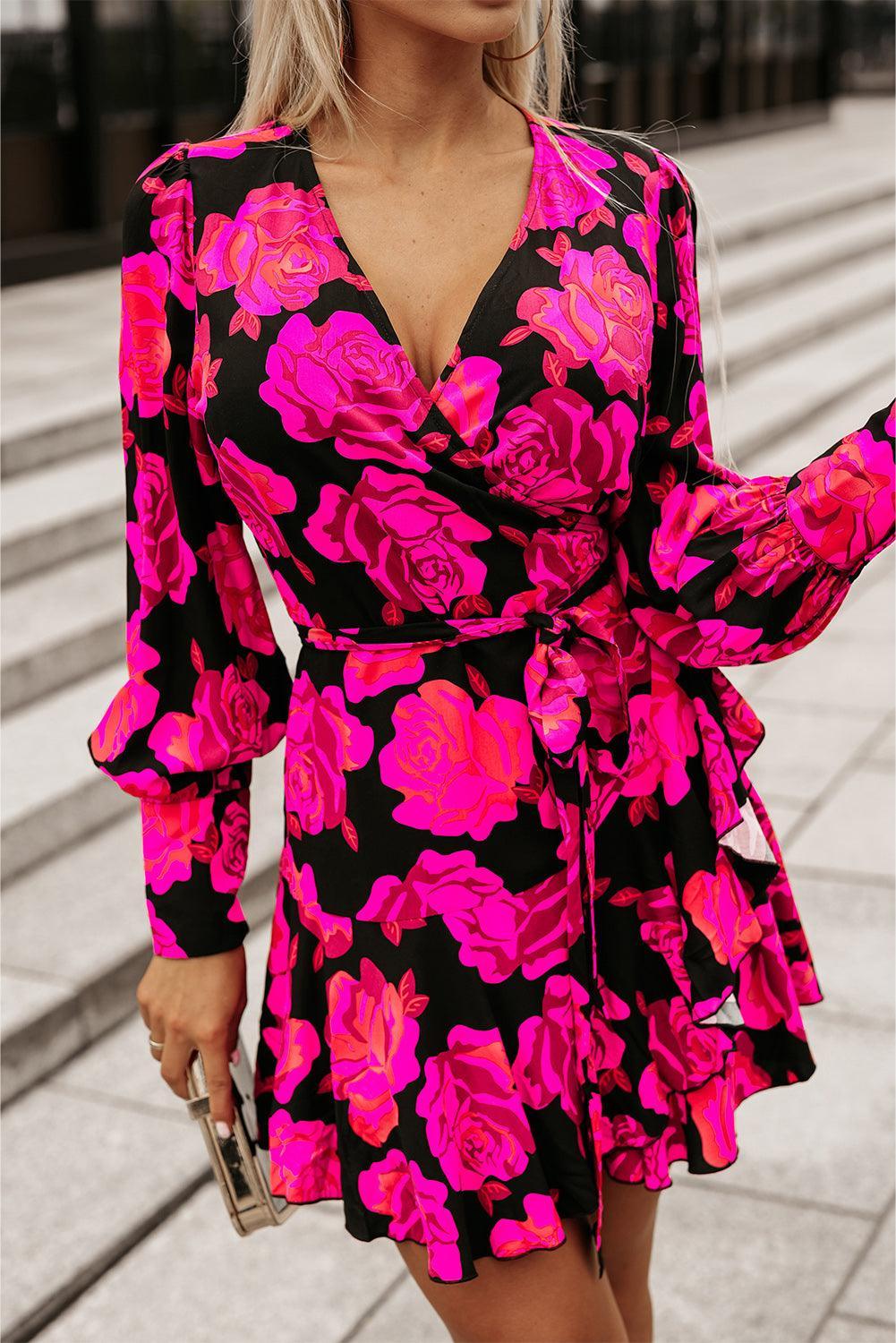 Fleur™ | Robe portefeuille courte à volants
